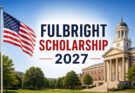 Fulbright Scholarship 2027 banner featuring the United States flag and a government-style university building