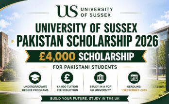 University of Sussex Pakistan Scholarship 2026 for Pakistani Students