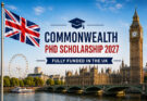 Commonwealth PhD Scholarship 2027 banner featuring the UK flag and a British university