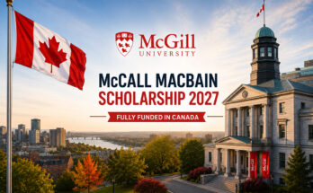 McCall MacBain Scholarship 2027 banner featuring Canada and McGill University