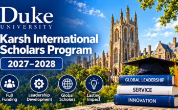 Duke University Karsh International Scholars Program banner with Duke Gothic campus and scholarship title