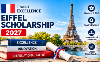 France Excellence Eiffel Scholarship 2027 banner featuring the Eiffel Tower and French academic theme