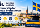 Swedish Institute Scholarship for Global Professionals 2027–2028 banner with Stockholm waterfront and Swedish flag