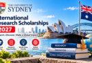 University of Sydney International Research Scholarship 2027 banner with Sydney Harbour and university research theme